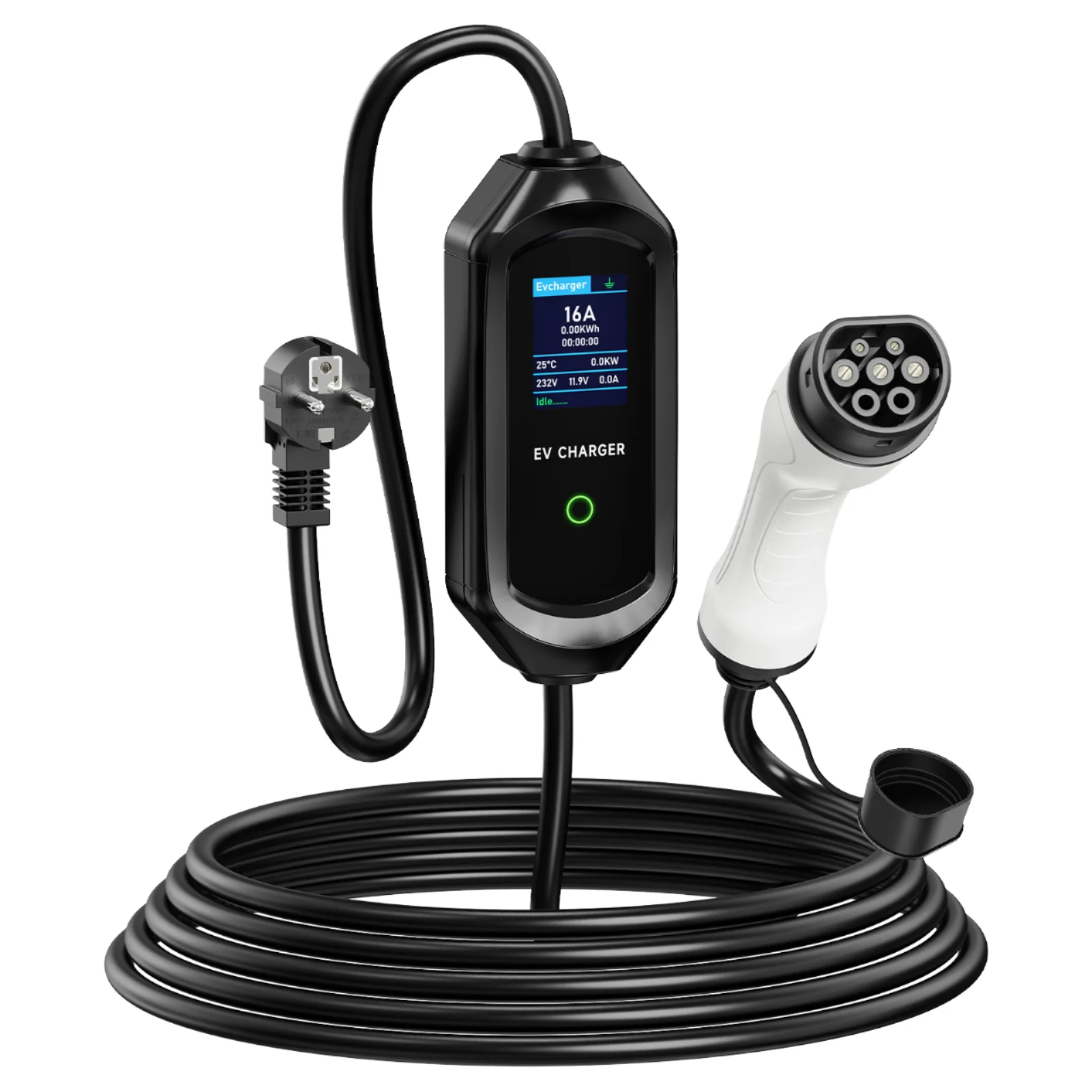 

New Deedian Portable EV Charger Type 1/2 7kW 32A CE ROHS Certified IP55 RCD Protection AC APP Control 12 Months Warranty