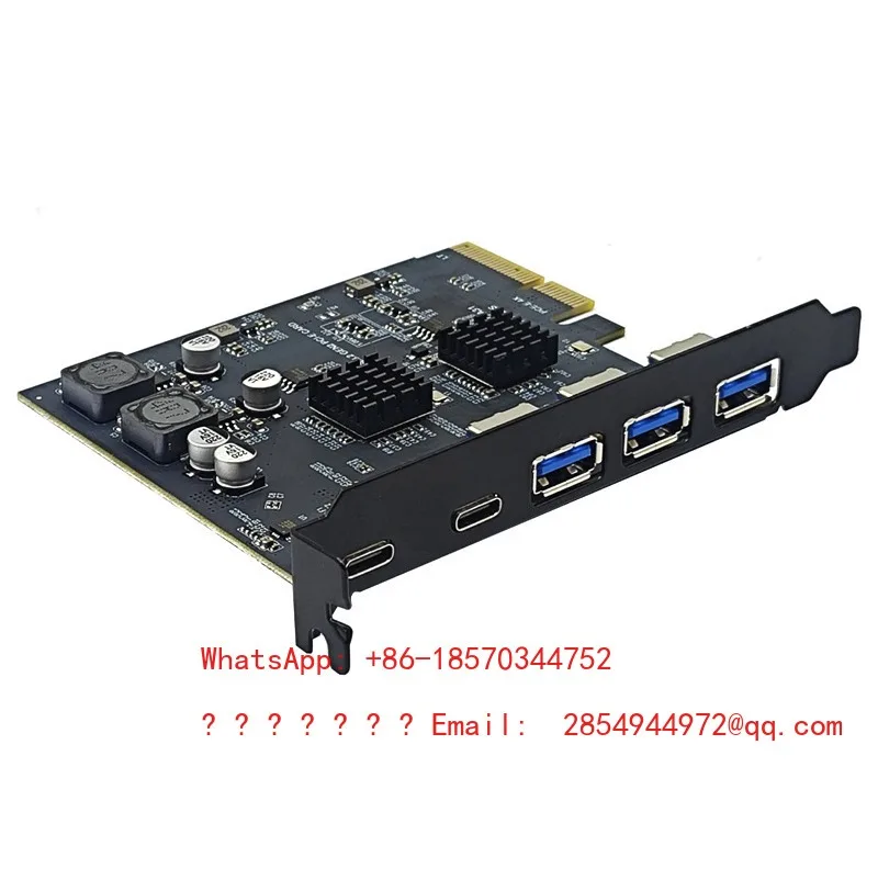 USB3.2 Expansion Card GEN2 10Gbps PCI-E 4X Adapter ASM3142 Chip 5 Ports