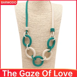 BARWODO New Round Pendant Necklaces For Women Gothic Rubber Rope Party Bar Accessories Jewelry Sweater Chain Statement Necklace