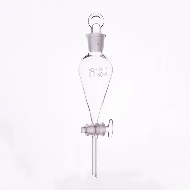 SHUNIU Separatory funnel pear shape, With ground-in glass stopper and stopcock, 60mL-250mL-1000mL-7000mL, Glass switch valve