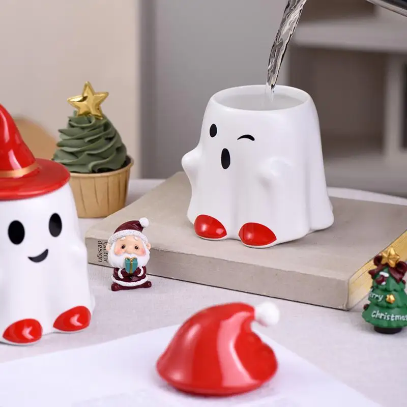 Ghost Cups Ceramic Halloween Ghost Mug Adorable Cartoon Ghost cute Elves Porcelain Tea Cup Drinkware Christmas Gift For Kids