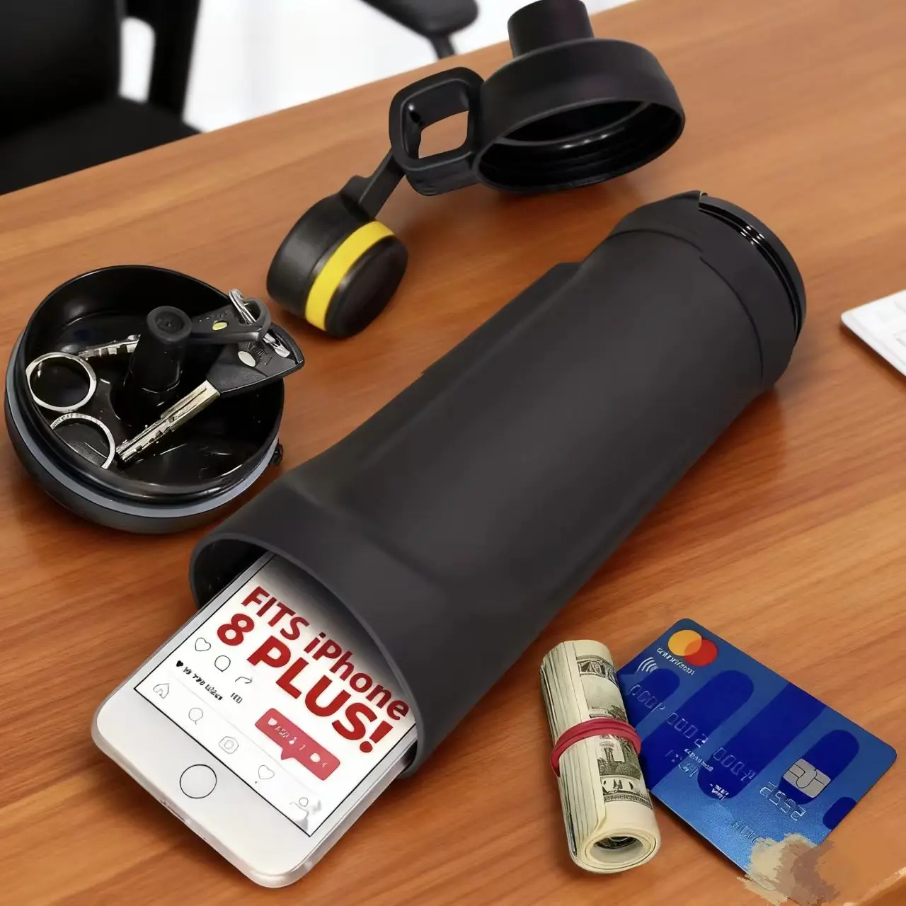 حجرة محفظة تخزين آمنة لزجاجات المياه لتخزين الهواتف الذكية