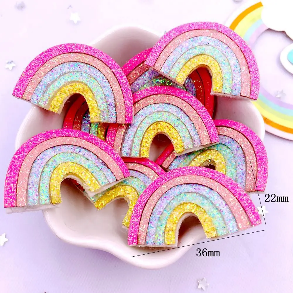 10pcs Felt Fabric Glitter Bepowder Cartoon Colorful Butterfly Rainbow Unicorn Cat Patch Sewing DIY Hair Bow Applique Craft