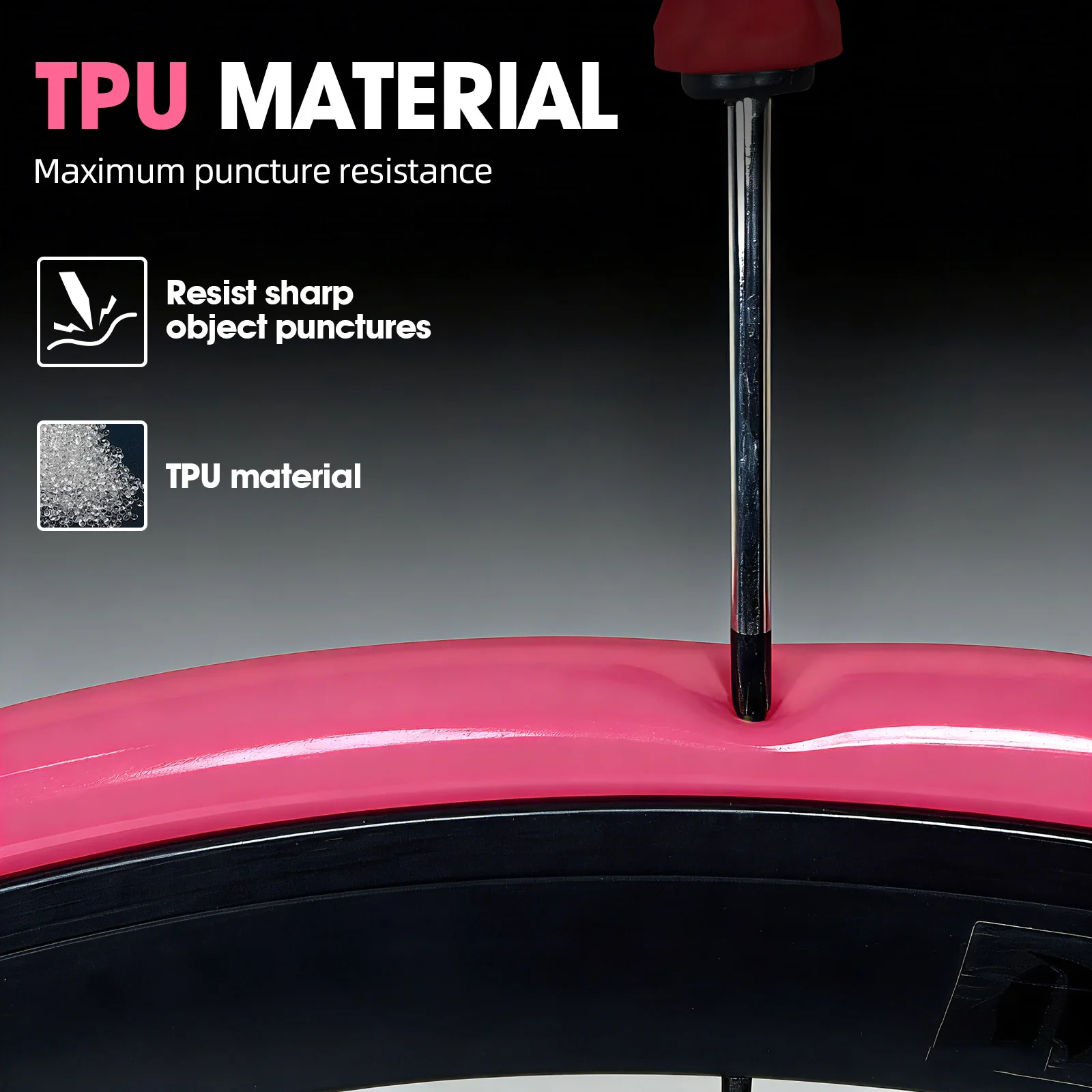 CYCLAMI Hochwertige TPU Fahrradschlauch 700C X 18 23 25 28 30 32 Rennrad TPU-Material Reifen 65mm Französisches Metallventil – Detail 5