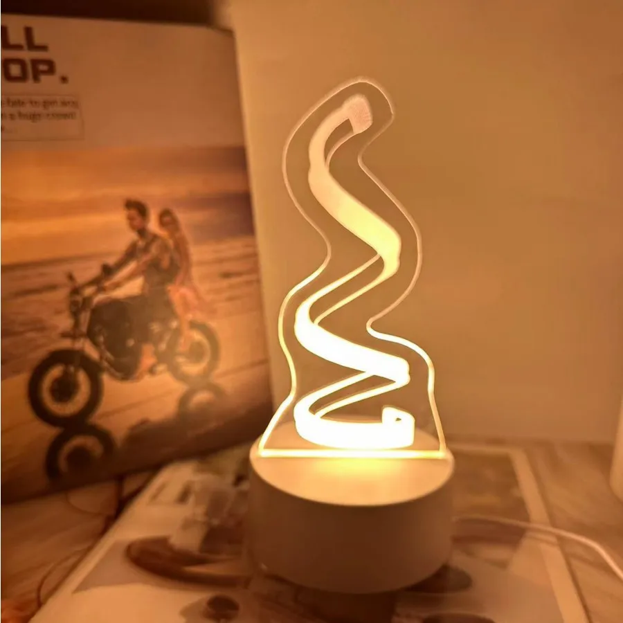 1PC Creative 3D Night Light Wavy Shape Warm Light Table Top Decorative Lamp