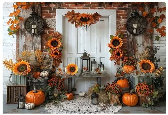 Fondos de otoño para fotografía, granja, calabaza, girasol, fiesta de cumpleaños de niños, pastel, Smash, Retrato, decoración, Pancarta, estudio