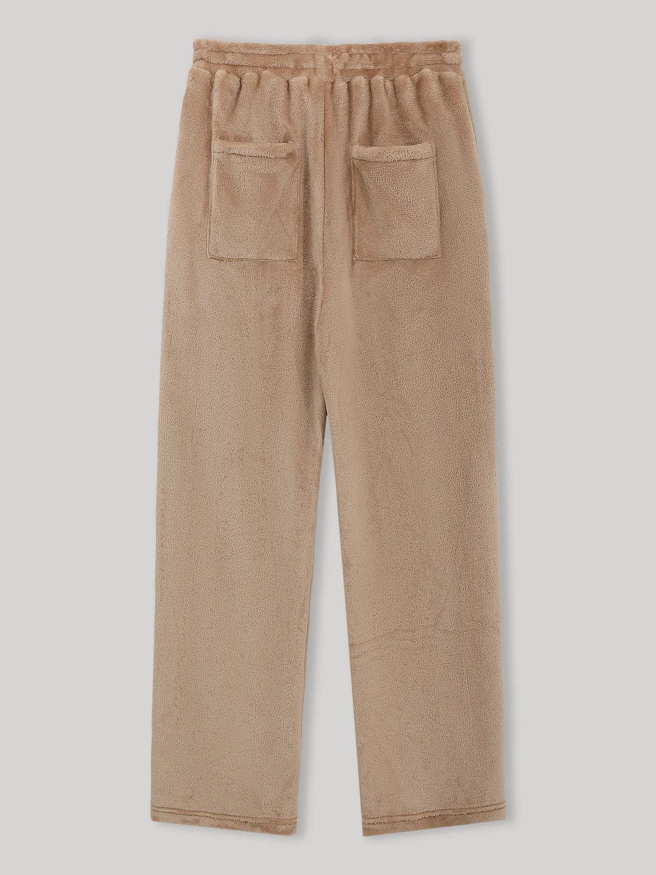 Men's Double-Sided Fleece Thick Loungewear Pants Winter Drawstring Loose Straight Leg Warm Casual Trousers 2