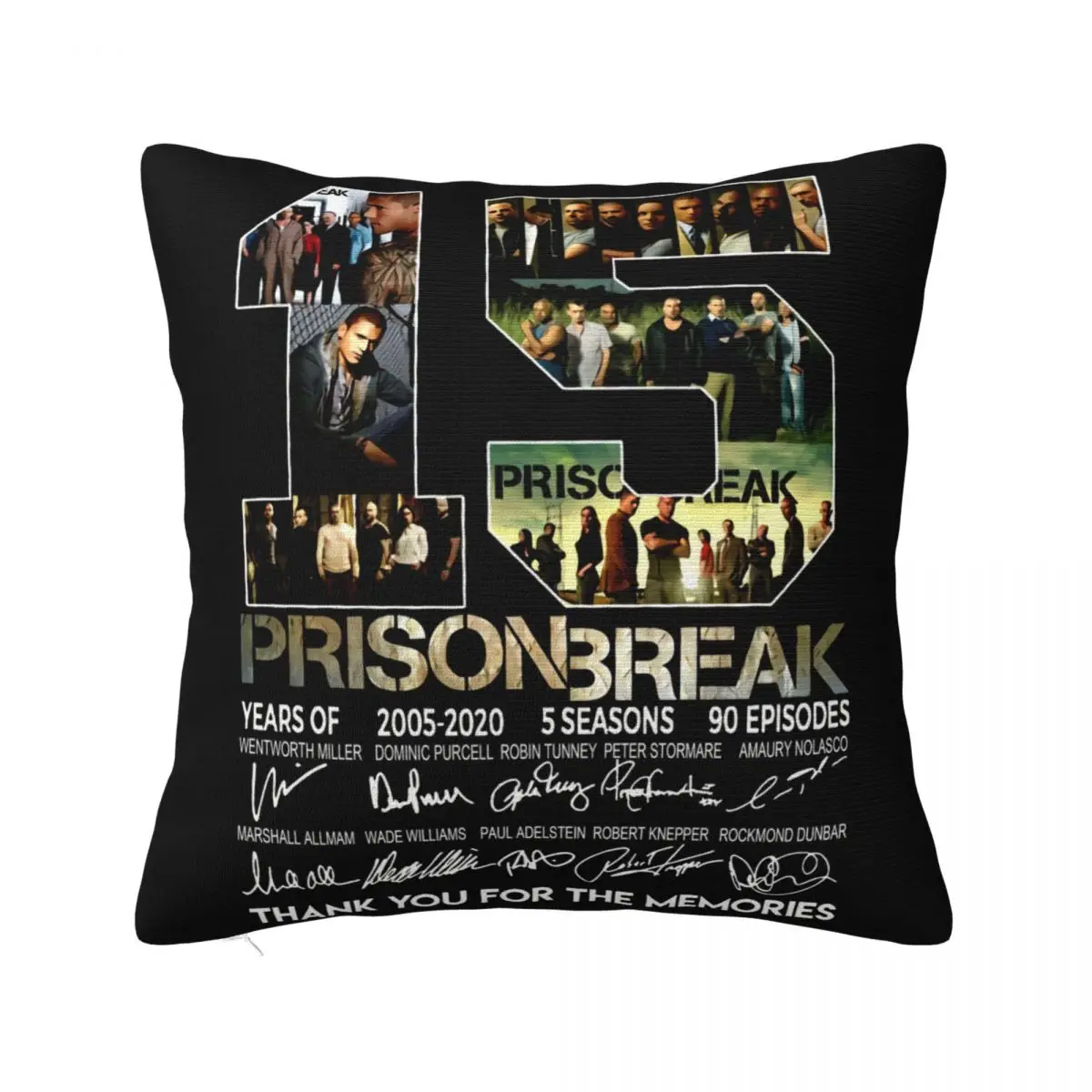 Prison Break 15 Years Of 2005 2020 5 Seasons 90 Episodes Signature Men Outdoor Baseball Hat Pillow Case