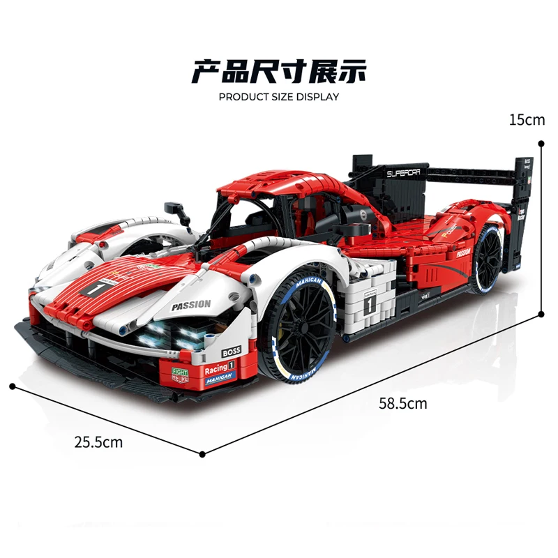 2023 New Technical MOC Idea Remote Control Racing Car Building Blocks Bricks Model Assembling Toys for Boys Christmas Gift Set