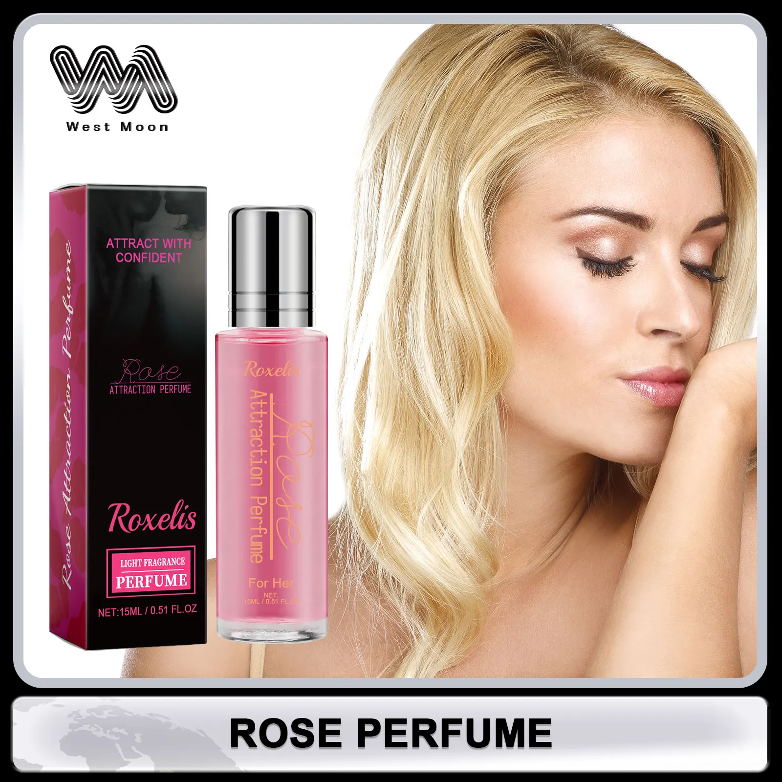 Vaporisateur de parfum rose pour femme, parfum portable glamour, charme longue durée, parfum frais et léger, non alpino-canadien, cadeau de vaporisateur de phéromones