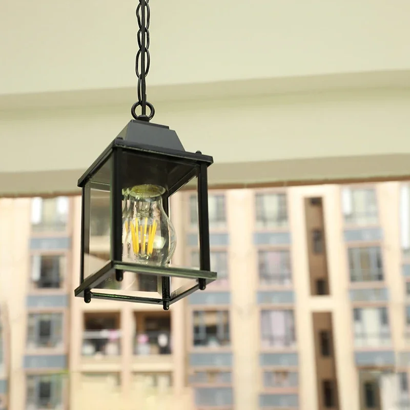 Image of Europäische wasserdichte Pendelleuchte für den Außenbereich, Vintage-Stil, Balkon, Korridor, Traubenrahmen-Licht, Loft, Hof, Restaurant, Hängelampe