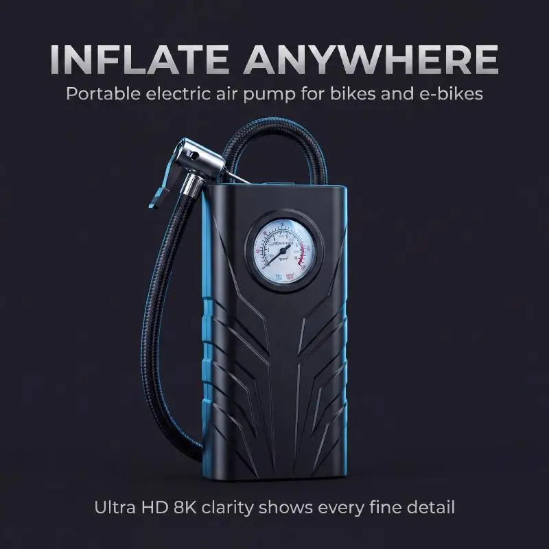 Wireless Handheld USB Rechargeable Air Pump Automatic Shut-Off Suitable For Bicycle Car Tires Ball Pressure Monitor Safe