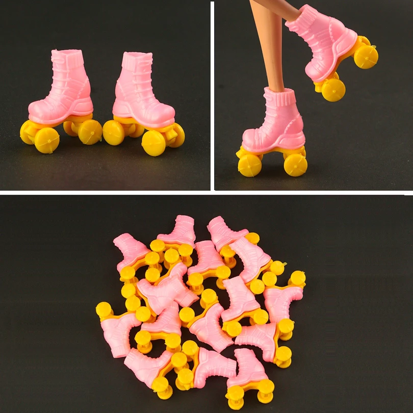 5 Pair / Lot New Arrival Pink Roller Skates Shoes for 11.5 In-Ch Female Doll Fashion Short Boots High Quality 1/6 Doll Accessori