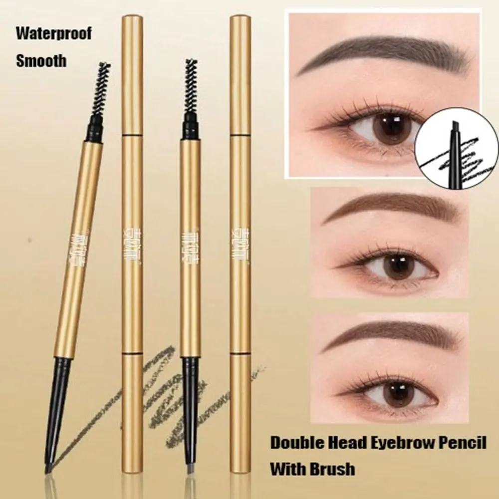 5 teile/satz Doppel Kopf Augenbraue Bleistift Mit Pinsel Wasserdicht Glatte Augenbraue Stift Schweißfest Langlebig Nicht Verschmieren Augenbraue Stick