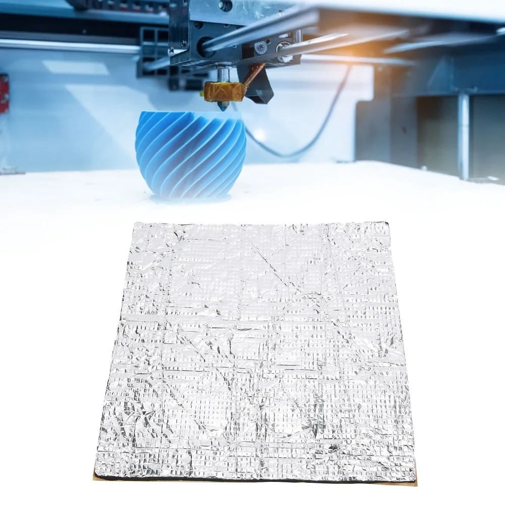 

350x350mm/13.8 x 13.8in Heated Bed Insulation Mat Lightweight Foam Foil Self-Adhesive Cotton Pad Hotbed Thermal Pad