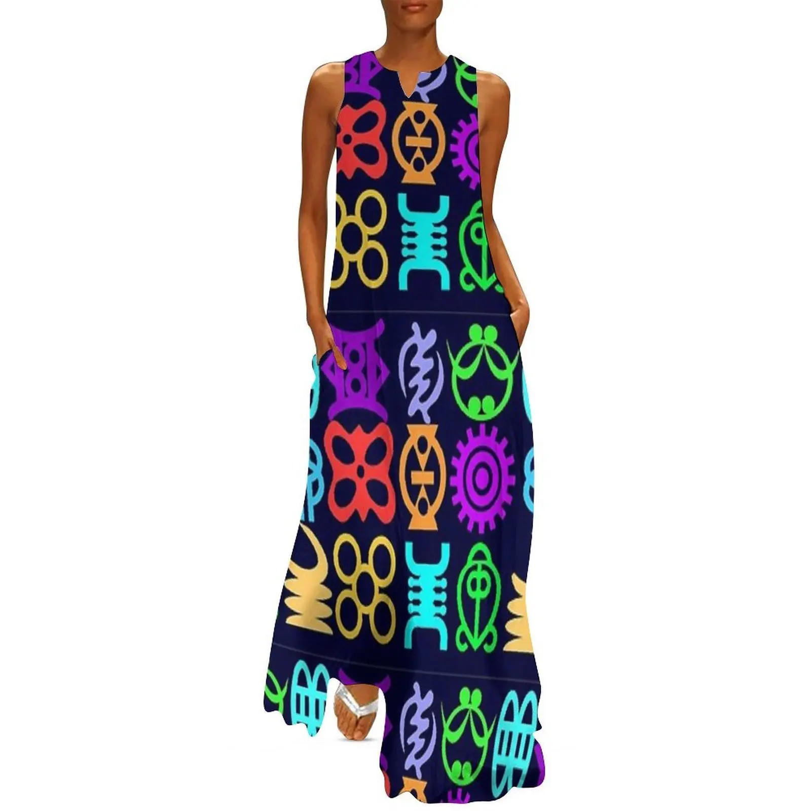 

Adinkra Symbols And Meanings From Africa-Ghana Long Dress woman dress Woman fashion Dress woman women evening