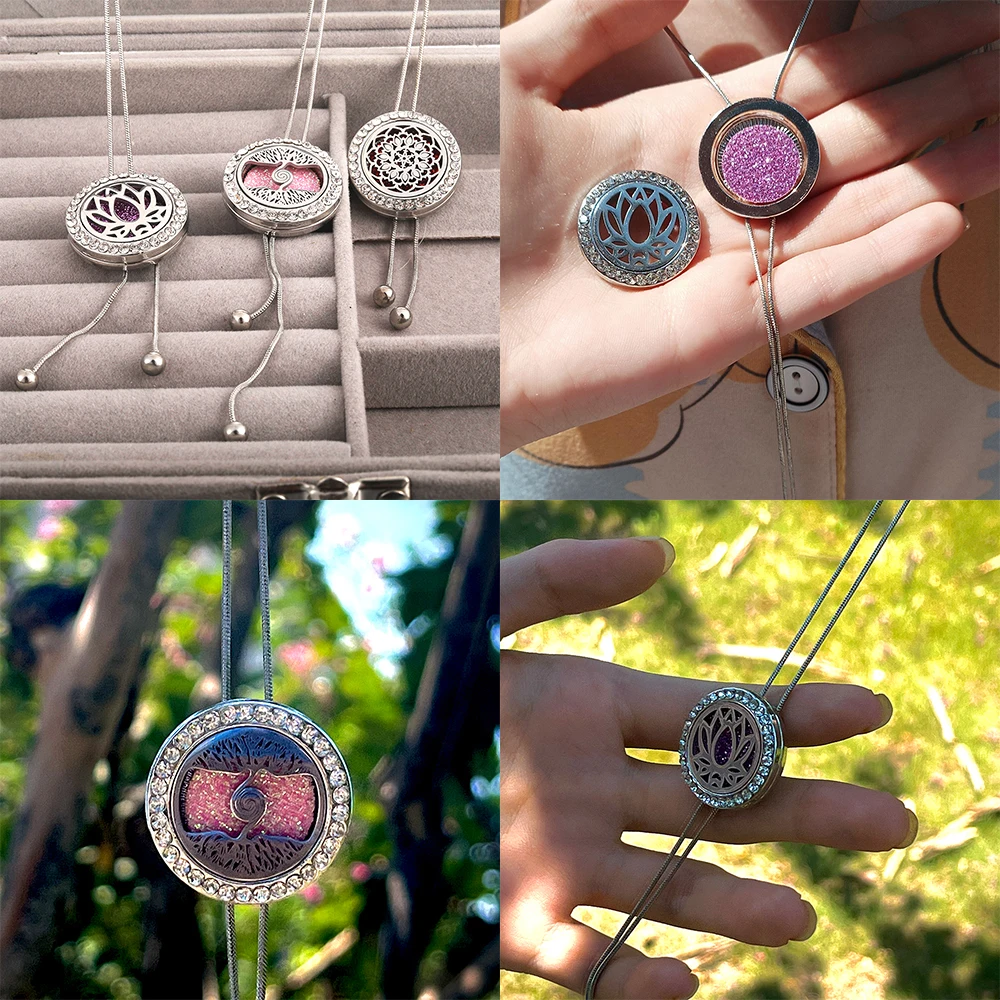 New Aromatherapy Necklace Diffuser Pendant Open Locket Tassel Necklaces Crystal Aroma Perfume Essential Oils Necklace For Women