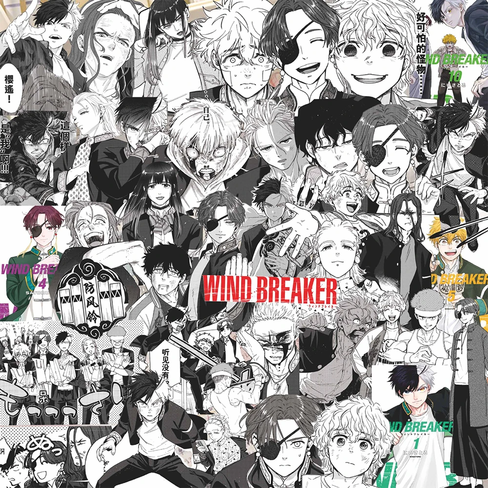 10/30/72 Uds. Pegatinas de Anime WIND BREAKER Sakura Haruka negro blanco Delcas DIY equipaje teléfono cuaderno pegatina de dibujos animados genial juguete para niños