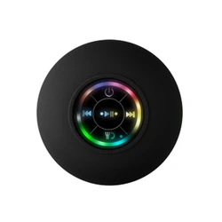 Mini Altavoz Bluetooth impermeable para baño, Audio inalámbrico para ducha, luz RGB, altavoz con ventosa, negro