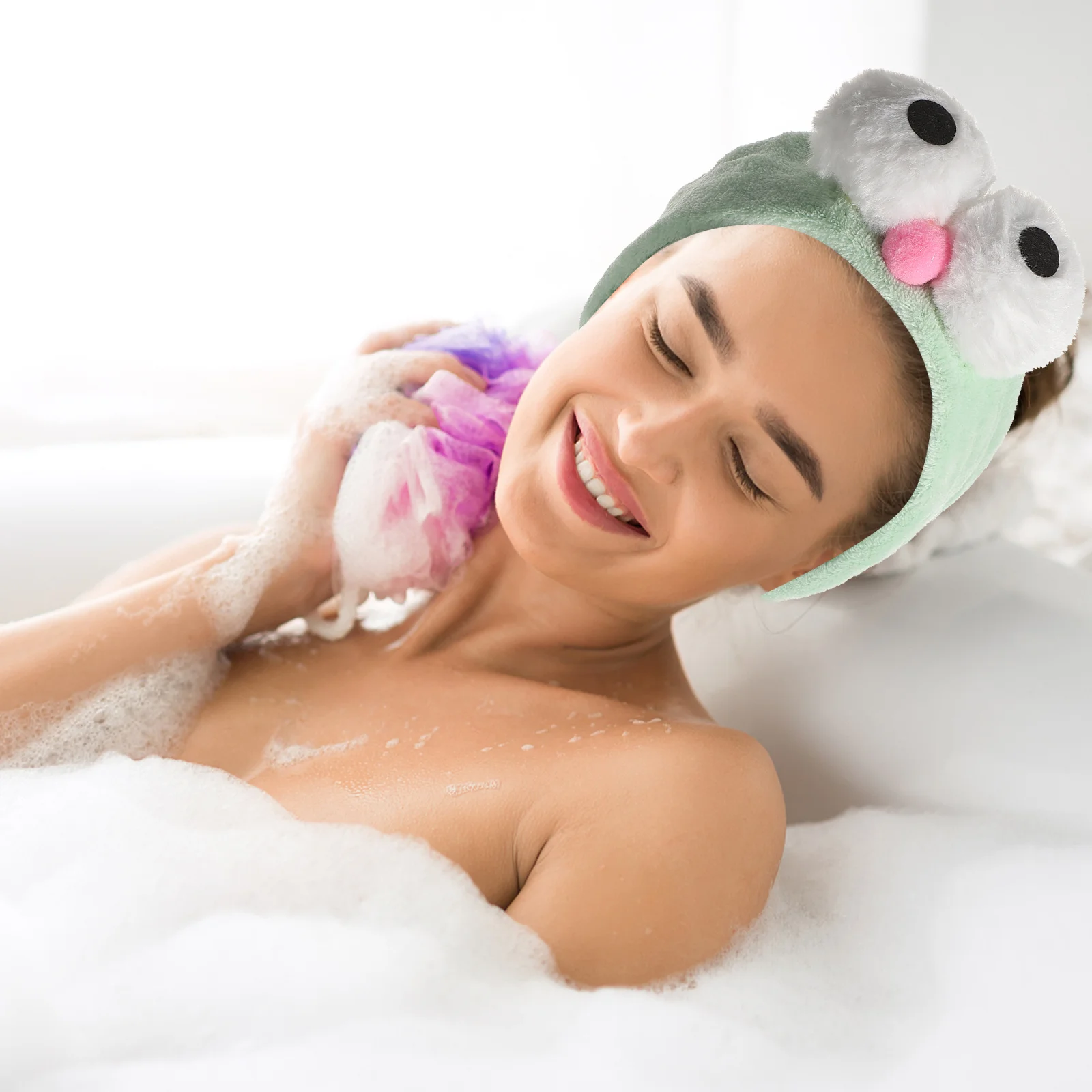 

Big Eyes Women Headband Adjustable Makeup Tape Headband Mint Green Breathable Hairband for Washing Face Women Hairband