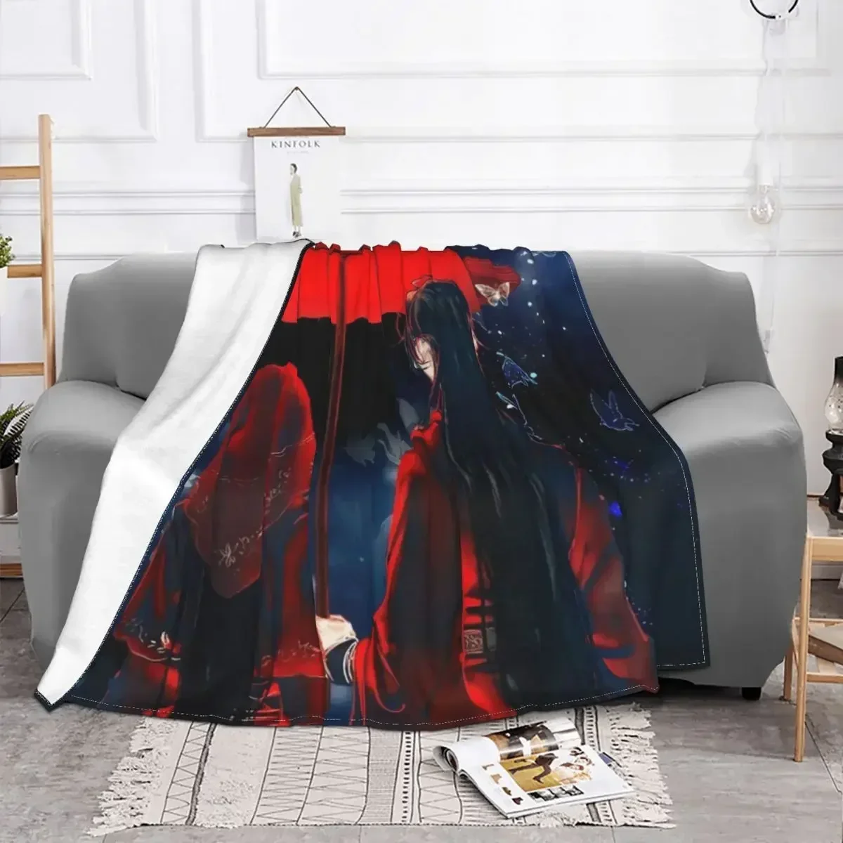 Tian Guan Ci Fu Anime Blanket Lightweight Breathable All-Season Comfort Throw Blankets for Easy Care Machine Travel