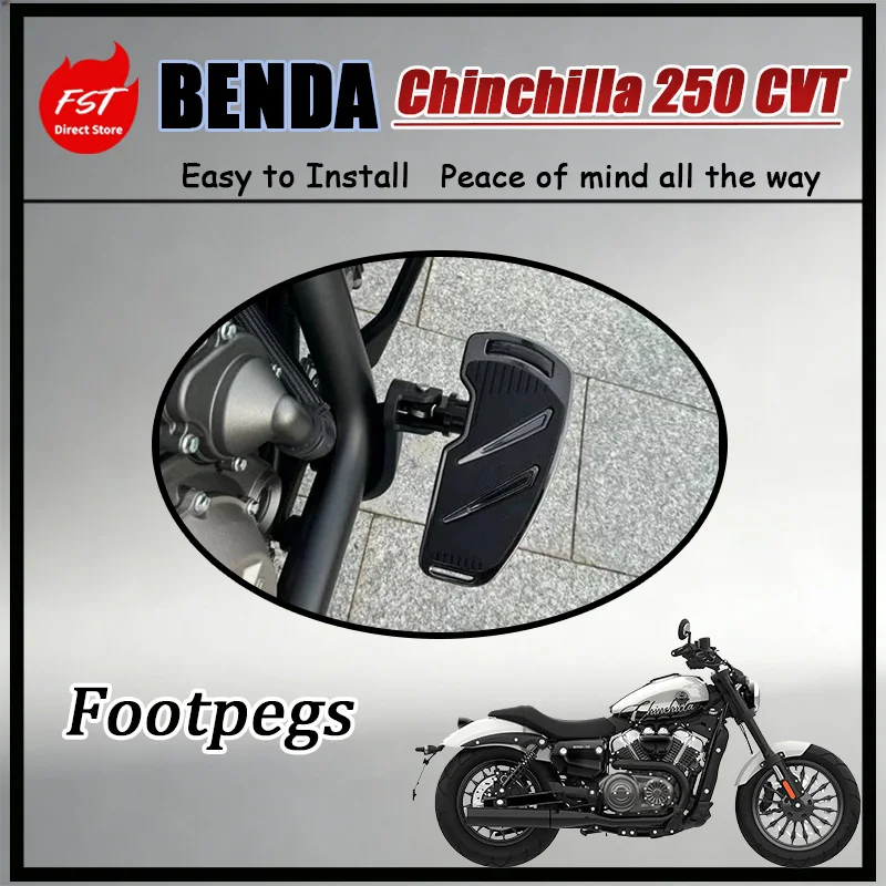 FOR BENDA Chinchilla250CVT Automatic Transmission CNC Aluminum Alloy Footpegs Enlarged Widened Front Rear Anti-Slip Replacements