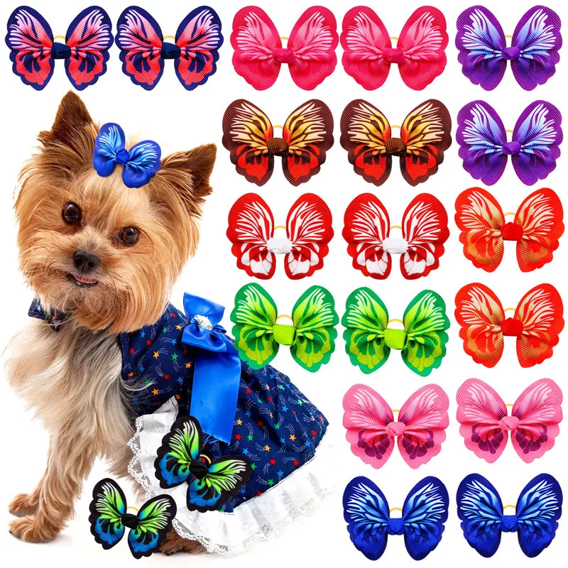 

12pcs Dog Hair Accessories Butterfly Design Dog Pet Hair Bows Rubber Bands Pet Grooming Products Fashion Pet Supplies