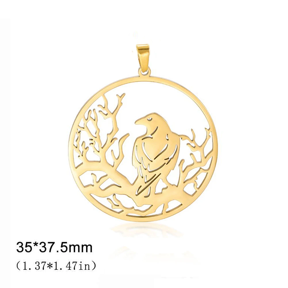 Dawapara Norse Animal Crow Pendant Odin Raven Mythology Irish Jewelry Stainless Steel Charm DIY Accessories