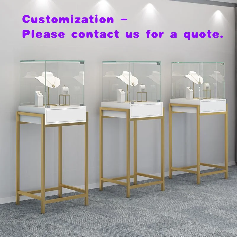 custom.Luxury LED Lighting Glass Jewelry Store Display Cabinet Lockable Fine Jewelry Showcase Sales