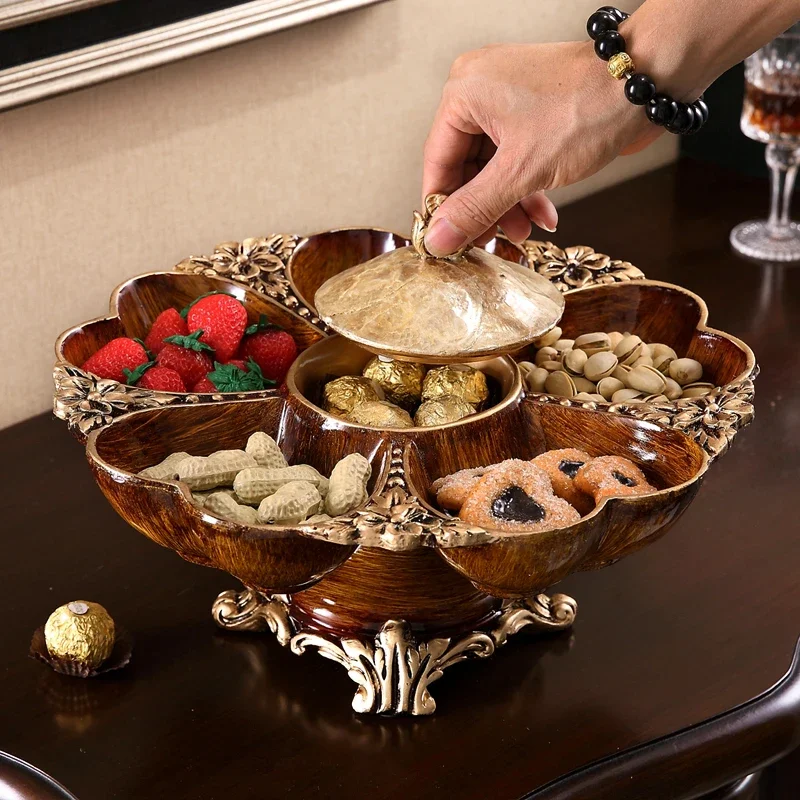 Creative European Rotating Dry Fruit Tray Large Capacity Resin Snack Plate  Serve Snacks Organizer Divider Candy Box