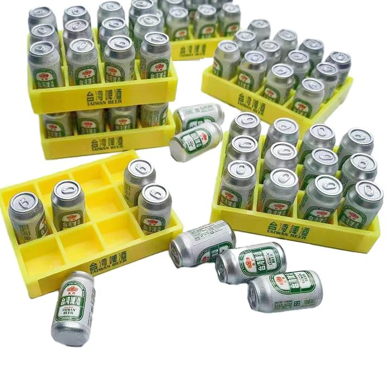 1Set 1:6 Dollhouse Miniature Beer Can Mini Drink Bottle W/Box Kitchen Model Decor Toy Doll House Accessories