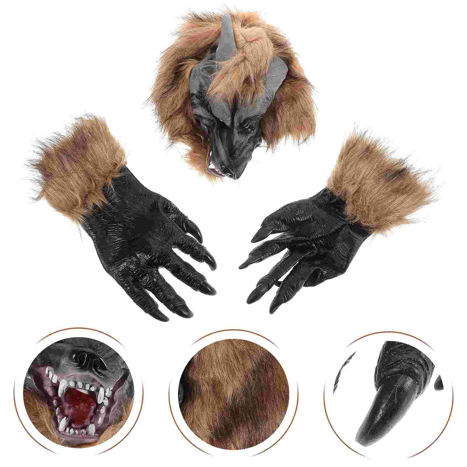 Wolf Mask Prank Prop Scary for Halloween Hand Puppet Costume Ideas Head Cosplay Props Vinyl Adult