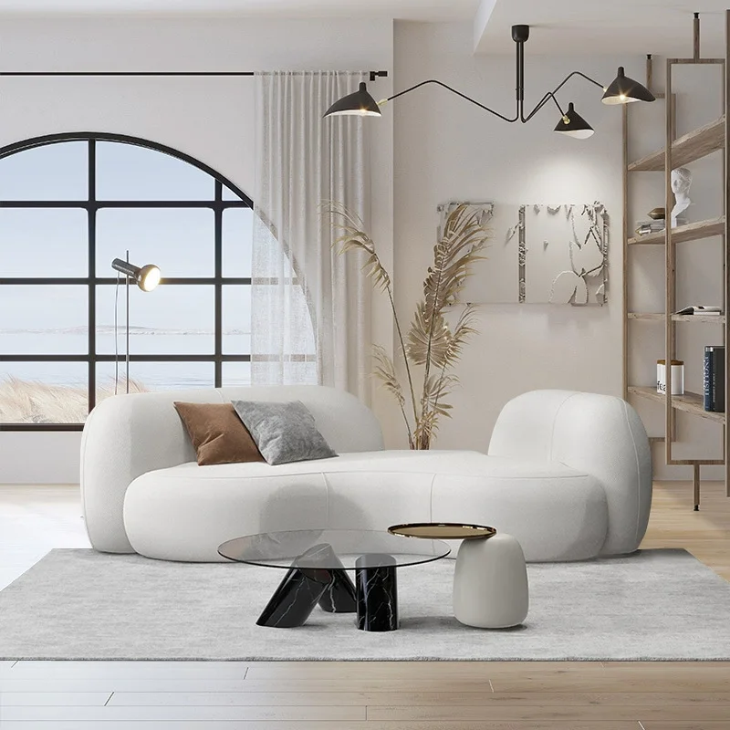 Curved Relax Living Room Sofa Minimalista Luxury Reception Library Couch Grande Sponge White Divani Soggiorno Nordic Furniture