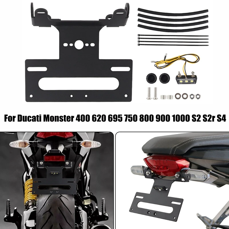 For Ducati Monster 400 620 695 750 800 900 1000 S2 S2r S4 S4r License Plate Holder Bracket Rear Tail Tidy Fender Eliminator Kit