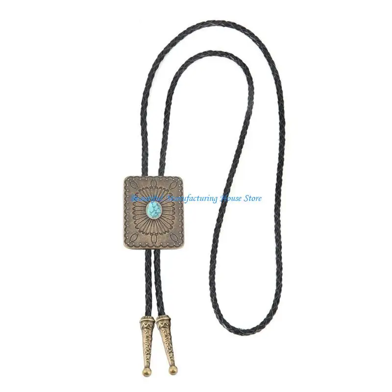 E56A Carved Bolo Tie Western Necktie Lariat Necklace for Men Gentleman