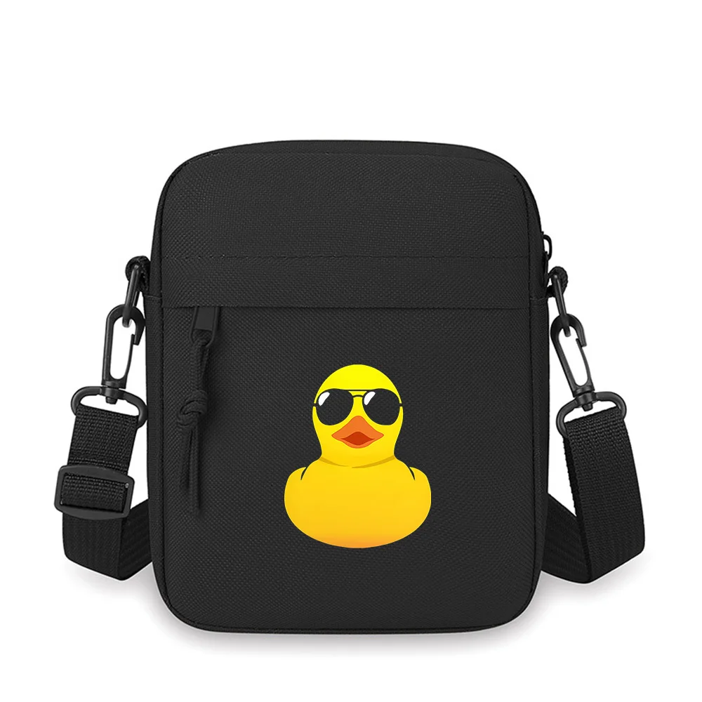 Rubber ducky,sunglasses,cool,simple design Men Crossbody Bag Single Shoulder Women Cartoon Anime Film Printing Design Unisex