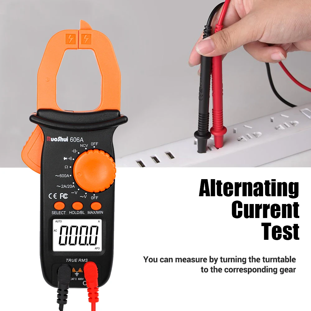 RuoShui Digital Clamp Multimeter Electronic  AC DC Current True RMS 600A Auto Range Voltmeter Resistance Ohm Tester Amp Meter