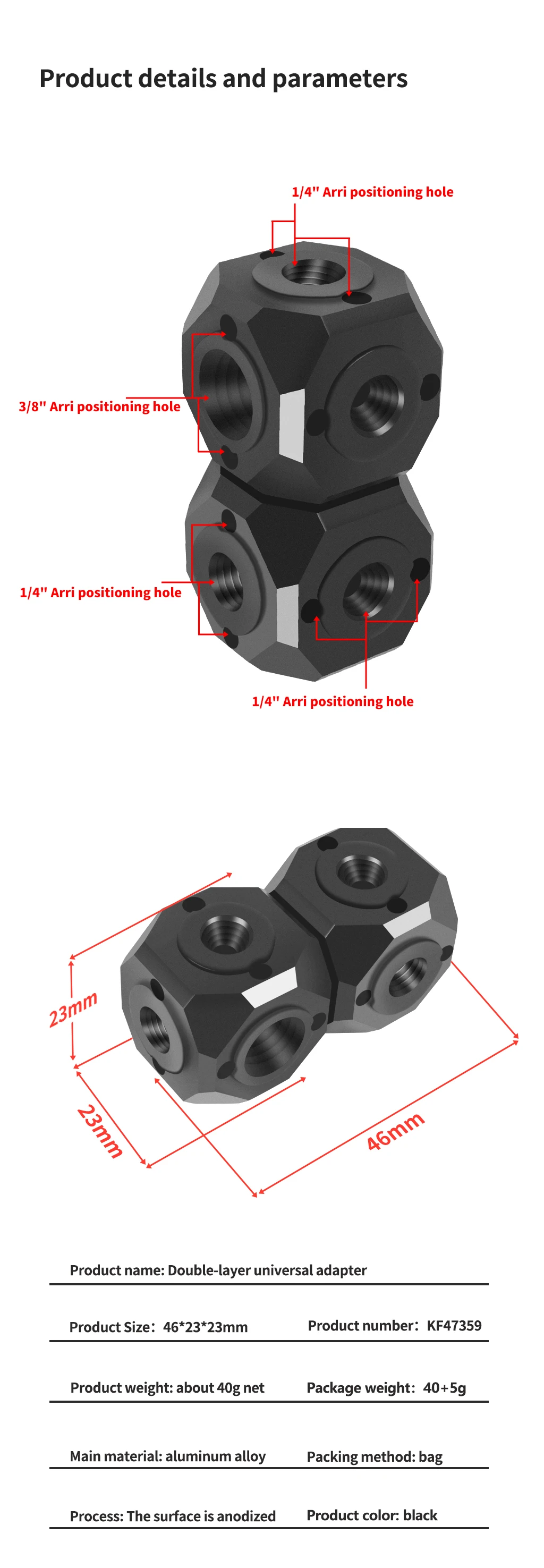 Vielseitiger Mini-Magic-Cube-Adapter mit Schraubenloch ARRI 1/4 3/8' für GoPro 13 Insta360 X4 Osmo Blitzlicht Stativhalterung – Detail 14