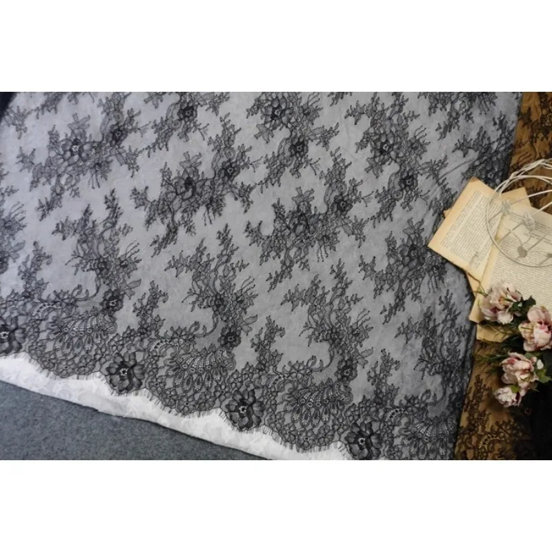 새로운 고품질 속눈썹 레이스 자수 원단 DIY 홈 섬유 커튼 장식 고급 웨딩 드레스 의류 액세서리