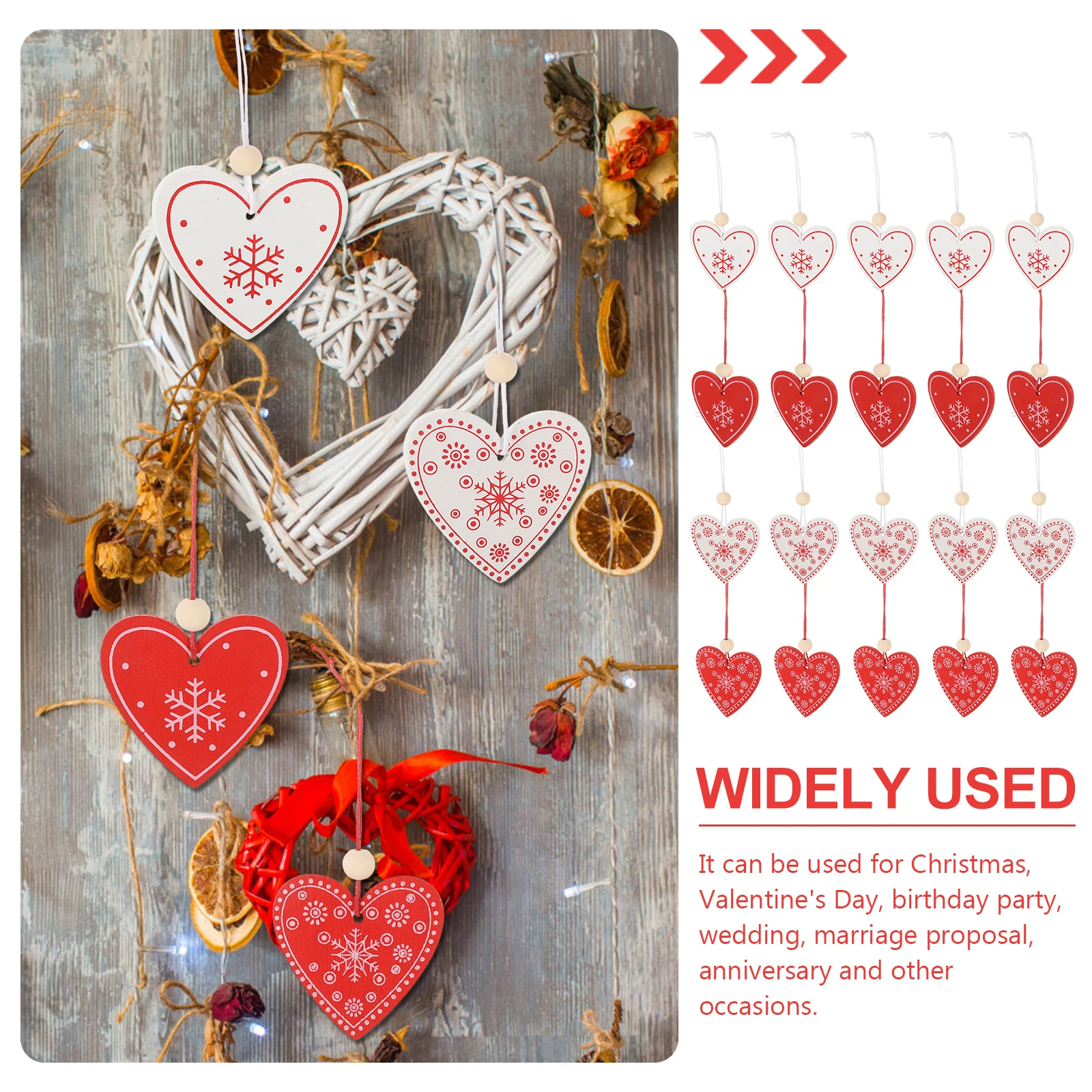 

20pcs Wooden Centerpiece Decorative Pieces For Crafts Diy Valentines Day Table Decor Unfinished Wood Slices Pendant Hanging Wood
