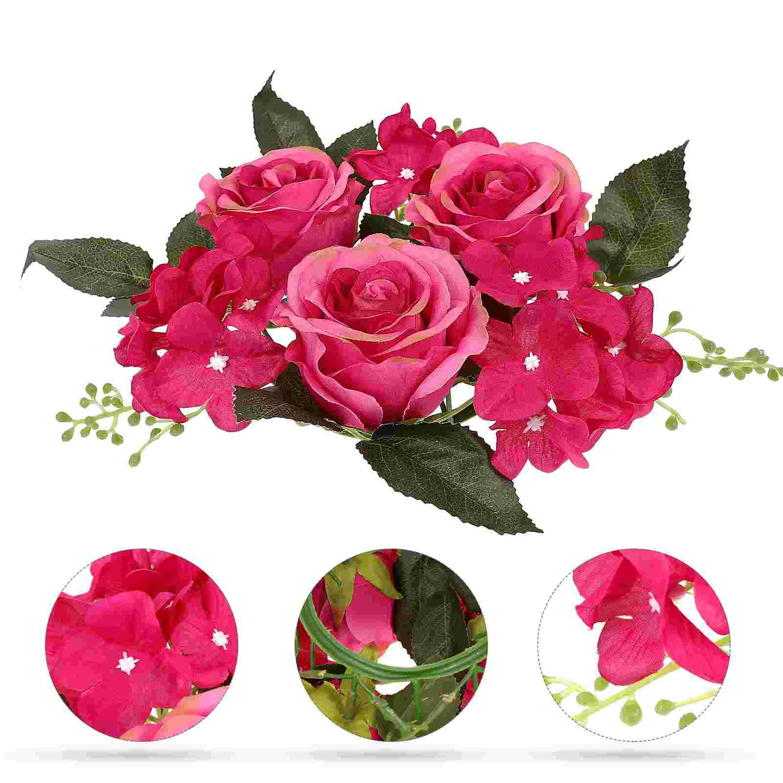 

Rose Decor Artificial Candlestick Garland Table Wreath Rings for Pillars Flower