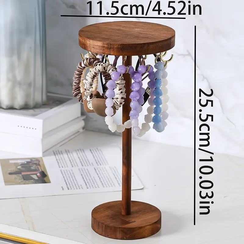Massivholz Schmuck Organizer Display Halter Halskette Ohrringe Armbänder Display Stand Desktop Schmuck Lagerung Rack – Detail 5