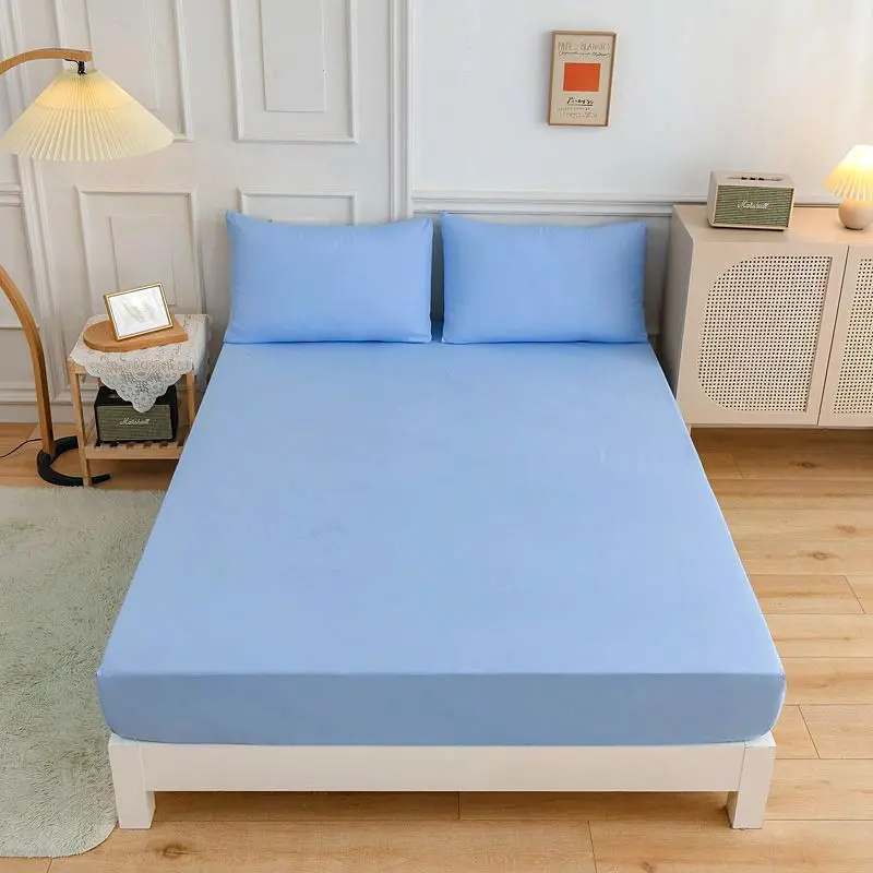 Amerikanischer Stil 3-teiliges Bettwäscheset in Uni-Farbe, Queen-Size, elastisches Spannbettlaken mit 2 Kissenbezügen, weich und hautfreundlich