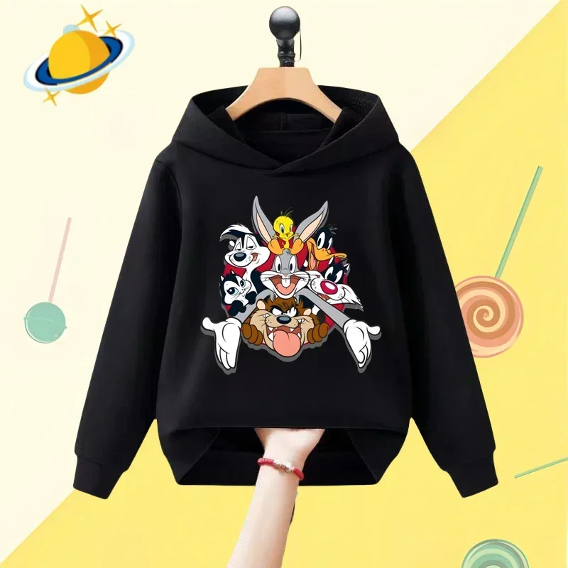 Bugs Bunny cartoon children\'s hoodie Disney cartoon print Autumn Winter long-sleeved sweatshirt Boys girls Kawaii casual top