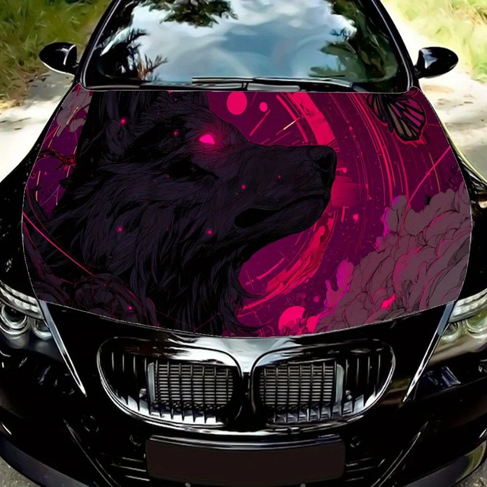 

Cyberpunk Black Wolf Car Engine Hood Sticker, Auto Art Decal, Car Exterior Personalized Decoration, Gift for Car Lovers, Unique