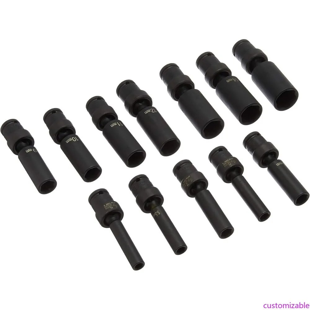 

Серый пневматический комплект универсальных метрических головок с глубоким приводом 1/4