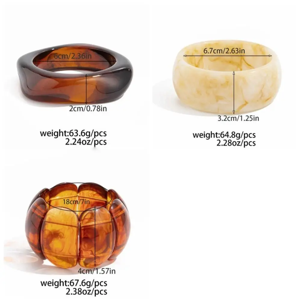 لطيف البوهيمي الاكريليك الإسورة هندسية لطخ غير النظامية واسعة سوار أوروبا النمط الأمريكي Y2K الرجعية اليد الدائري الديكور