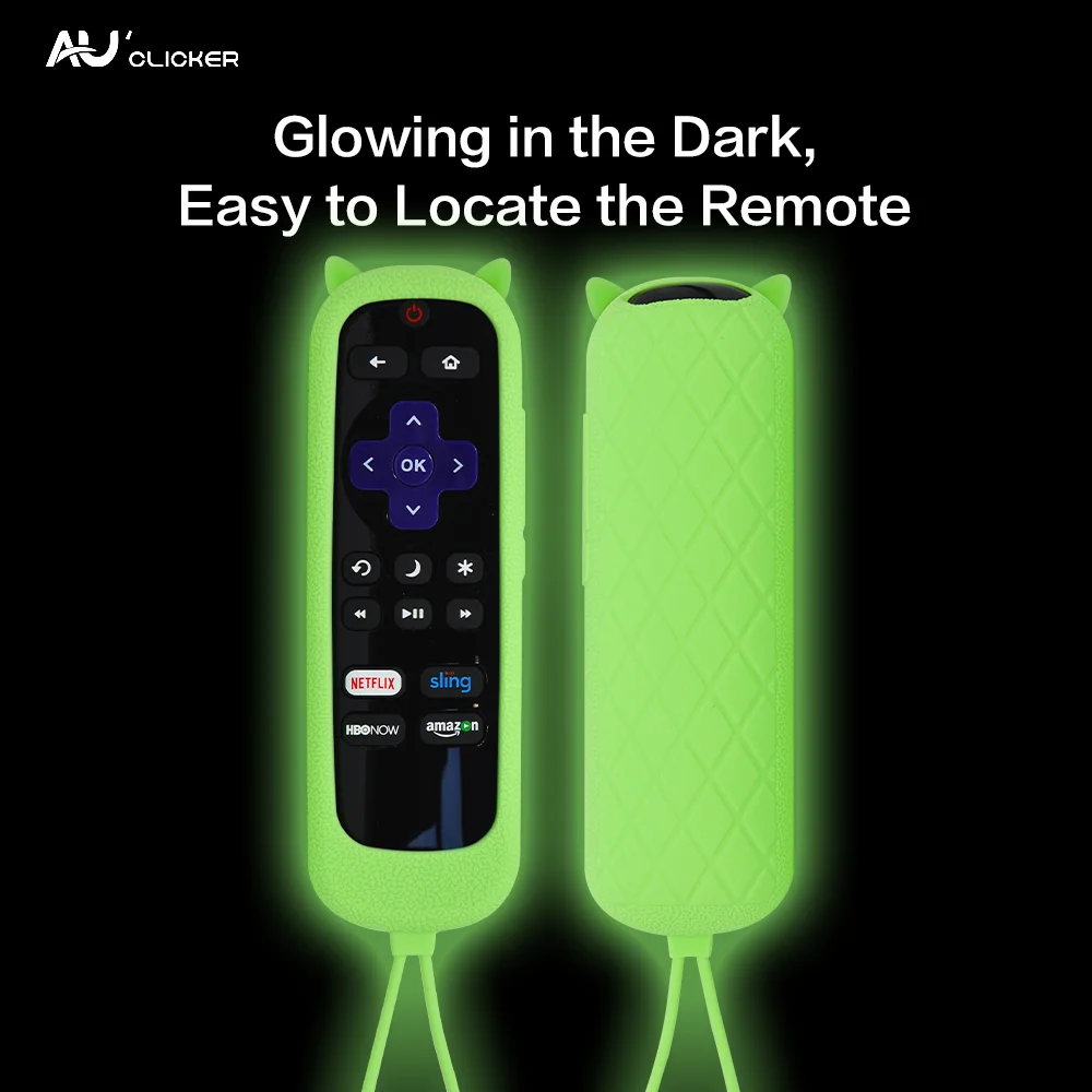 Roku Remote Cover for TCL Roku TV Steaming Stick Express Silicone Protective Universal Replacement Sleeve Skin Glow in The Dark