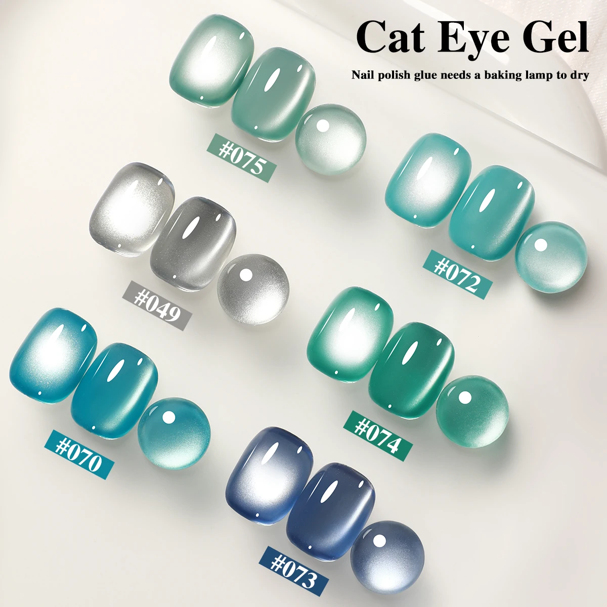 

Mint Mambo 6-color set powder bottle fresh blue-green cat's eye UV nail gel temperament super shiny luster dazzling cat's eye