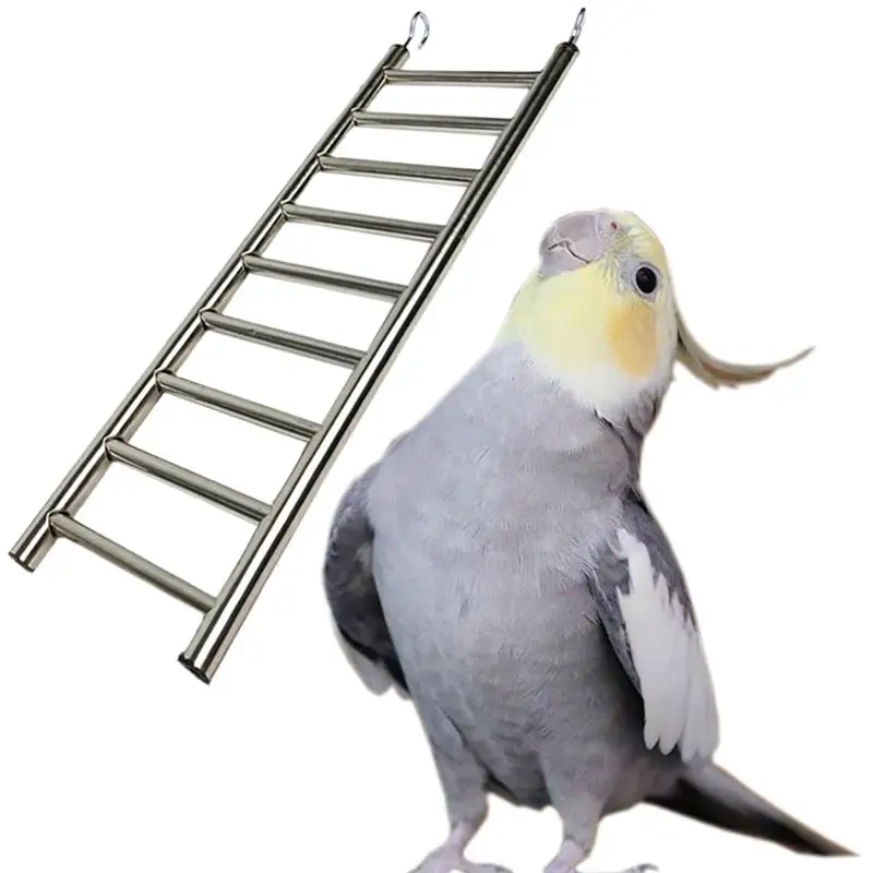 1Pc Parrot Ladder Stainless Steel Cockatiel Stand Ladder Perch Climbing Ladder Bird Cage Ladder Bird Cage Hamsters Pet Supplies